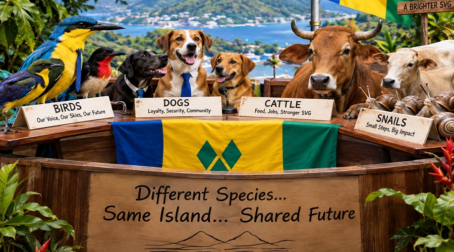 The Politics of birds, dogs, cattle & snails in SVG